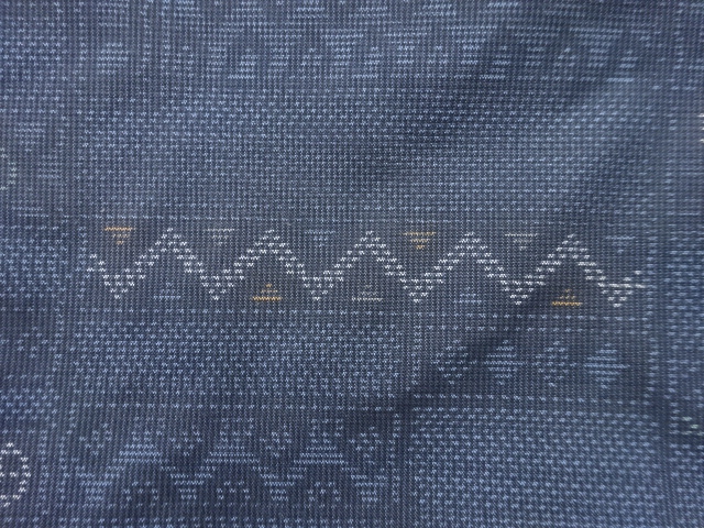 JAPANESE KIMONO / ANTIQUE KIMONO / DORO OSHIMA TSUMUGI / WOVEN ABSTRACT